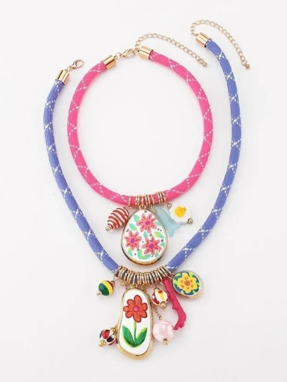Floral Charm Pink Necklace Q106